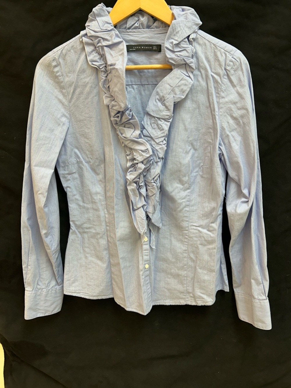 Zara Woman Light Blue Pinstripe Shirt